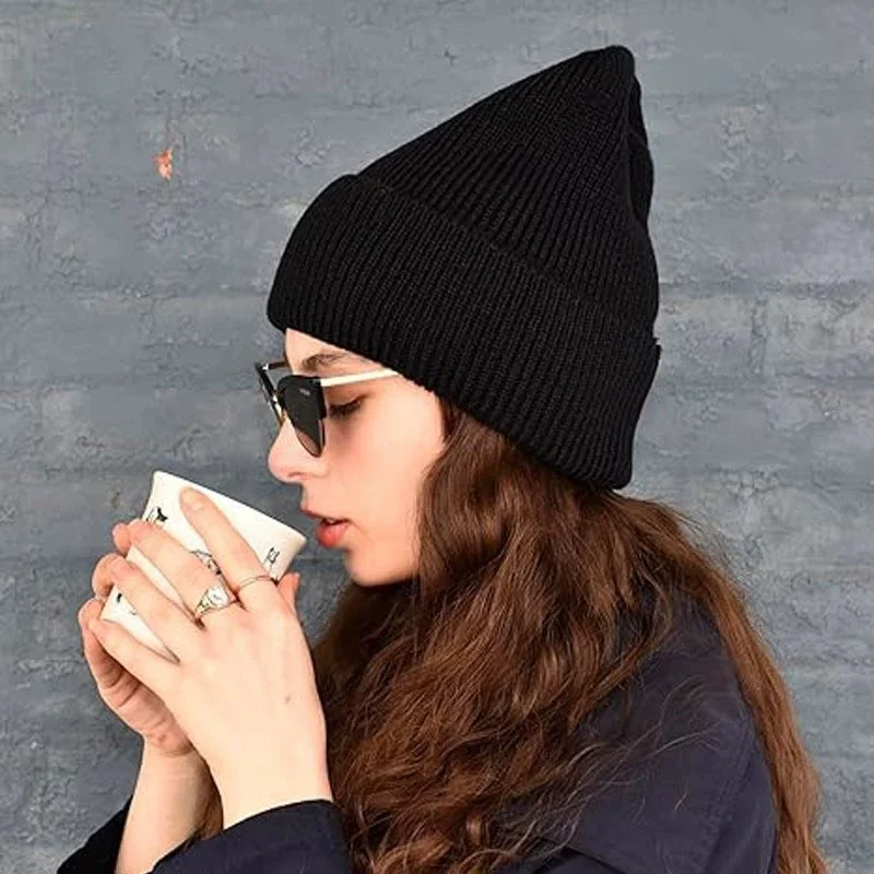 European and American Fall/Winter Hats for Women: Fleece-Lined, Double-Layer Knit Hats, Soft Wool Hats, Pom-Pom Hats