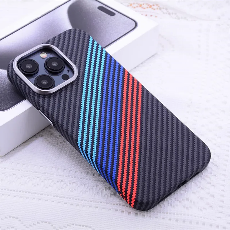 Karbon print pattern Hard Back Case For iPhone 13 14 15 16 Pro Max Magnetic Luxury Hybrid pc+metal Matte Cover