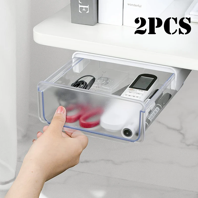 Adhesive Storage Organizer With Clear Drawer Form Lets You See Stored Items Quickly While Keeping Small Essentials In Order