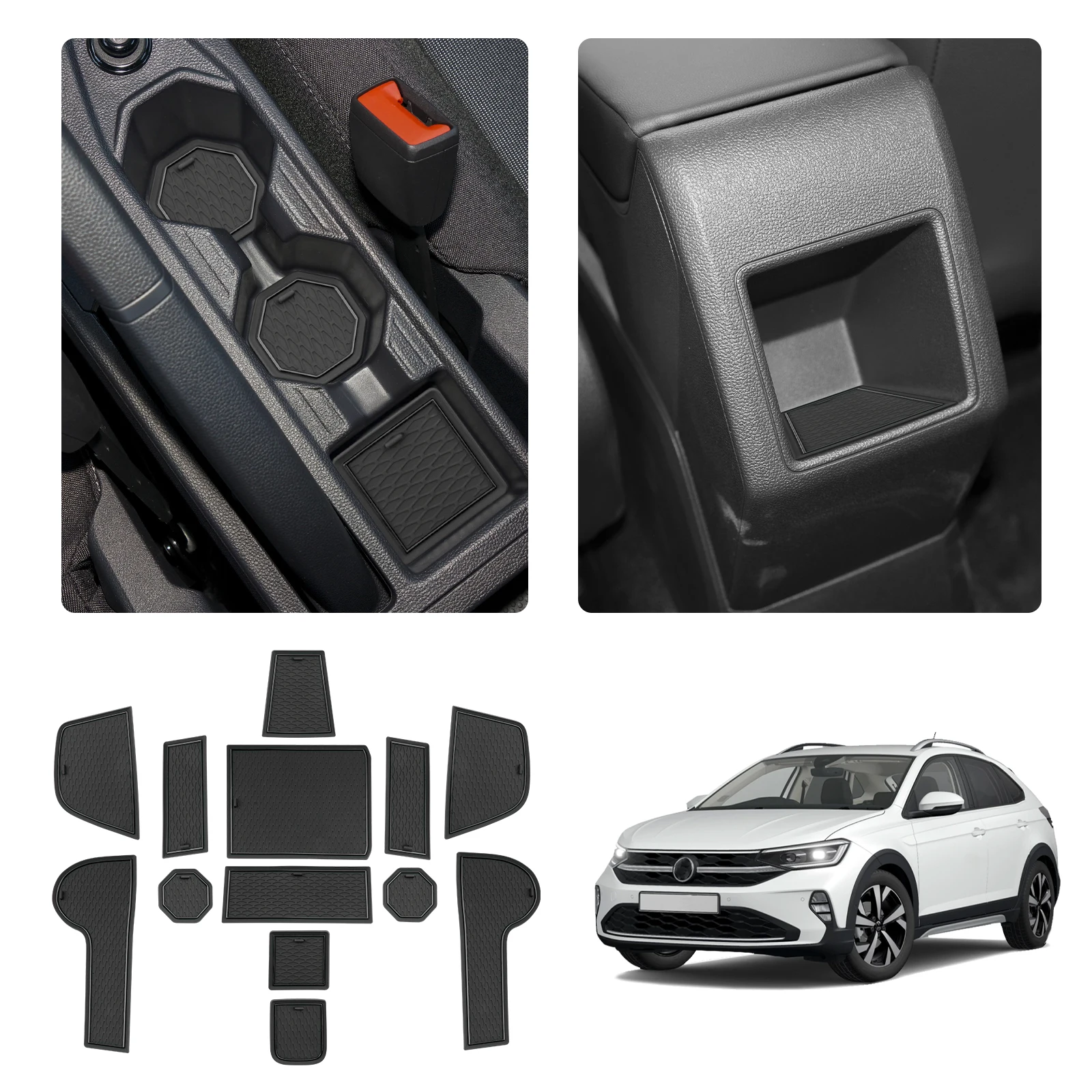 RUIYA для VW Taigo 2021-2026: Коврик для дверных ниш, противоскользящая накладка для слотов, аксессуары для интерьера автомобиля VW Taigo 2025-2026