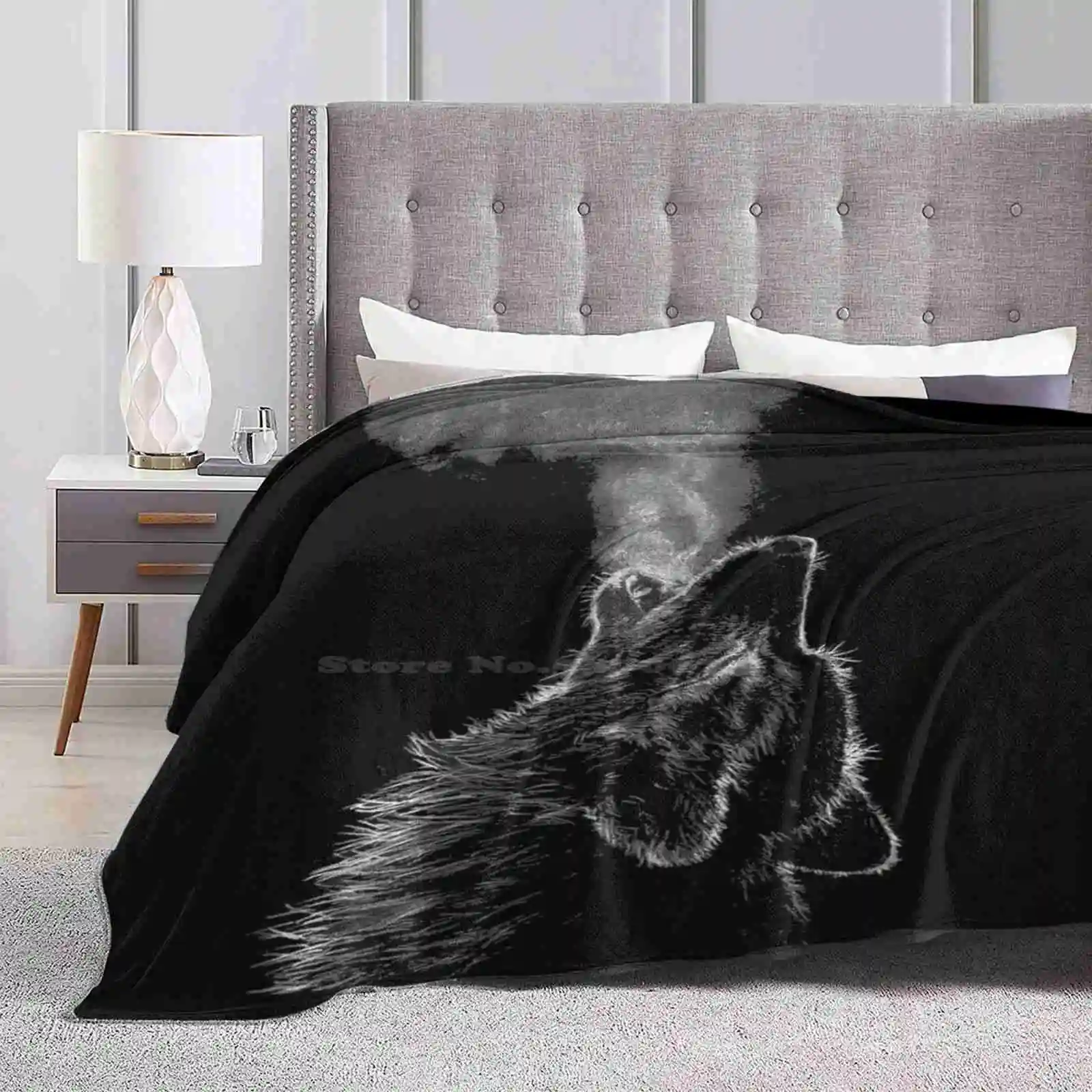 Wolf Top Quality Comfortable Bed Sofa Soft Blanket Howl Black White Animals Wild Forest Beautiful Cute Breath Wolfs Eyes Big