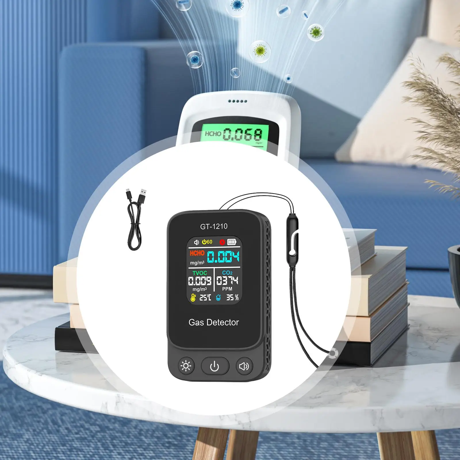 

Электронный измеритель качества воздуха ABS с регулируемыми единицами температуры, многофункциональный детектор CO2 для помещений