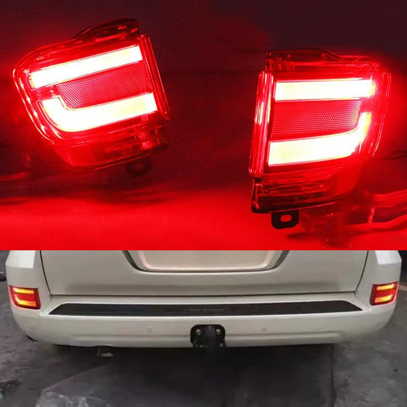 

2PCS For Toyota Land Cruiser 200 FJ200 LC200 2016-2020 Rear Bumper Tail Light LED Rear Fog Lamp Fog Light Brake Reflector