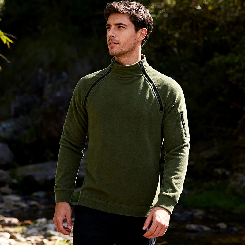 2025 Men's Pullove Autumn Winter Stand Up Collar Casual Zipper Thickened Warm Double-sided Fleece Top Outdoor Wear Clothing Coat