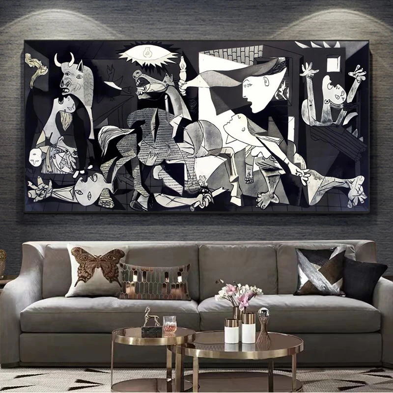 Abstract Black and White Picasso Guernica Canvas Painting Poster Wall Art Print Picture for Living Room Home Decoration Cuadros