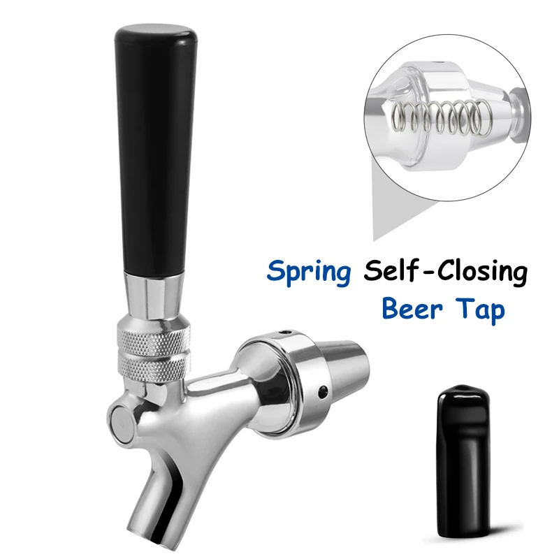 Self-Closing Draft Beer Tap,Faucet has a handle return spring,American Type Beer Tap Kegerator Keg Dispenser with Dust Cap