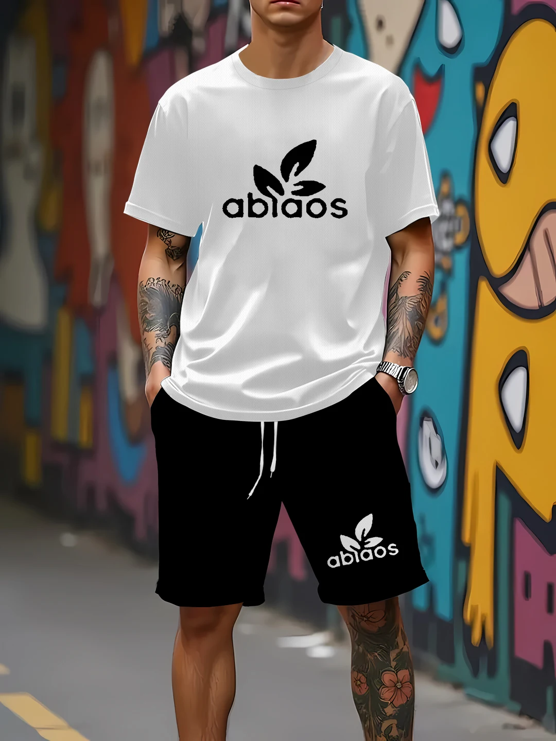 

The popular men's set for summer 2025 is casual and fashionable with 3D letter prints that are soft and comfortable