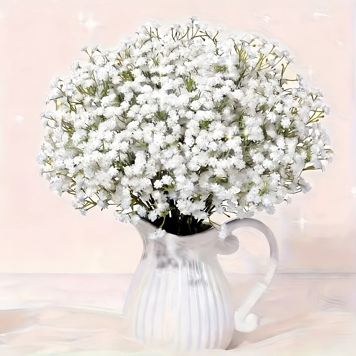 24 Bündel - 720 künstliche Blumen für den Valentinstag und Hochzeiten, weiße Sträuße mit realistischem künstlichem Schleierkraut, Dekorationsblumen für Feiertage, geeignet für Jubiläen, Hochzeiten, Verlobungen, Hotels, Gärten, St. Patrick's Day, Muttertag, Thanksgiving, Valentinstag und Juni-Tag-Dekorationen, ideal für die Innen- und Außenverkleidung von Häusern. – Detail 5