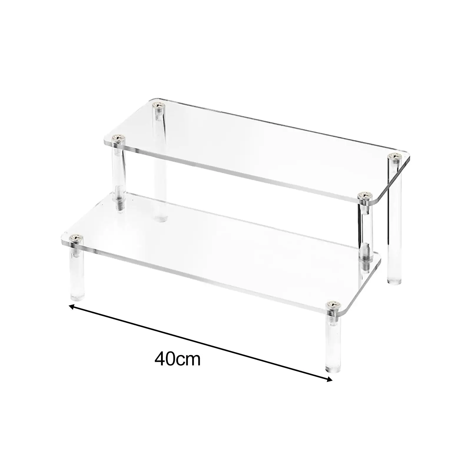 Acrylic Tiered Display Riser for Figurines Candy Jewelry Showcase Shelf Countertop Desktop Organizer Clear Decor