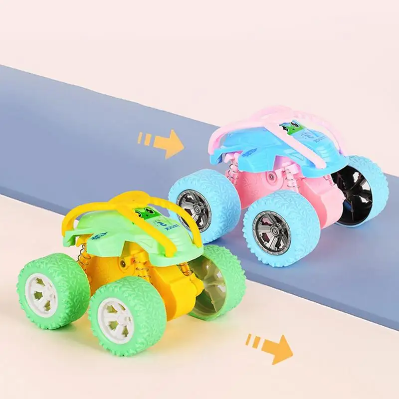 Stunt Car Toy For Kids Double-Sided Friction Powered Vehicles Mini Four-wheel Drive Stunt Rolling Inertial Off-road Vehicle