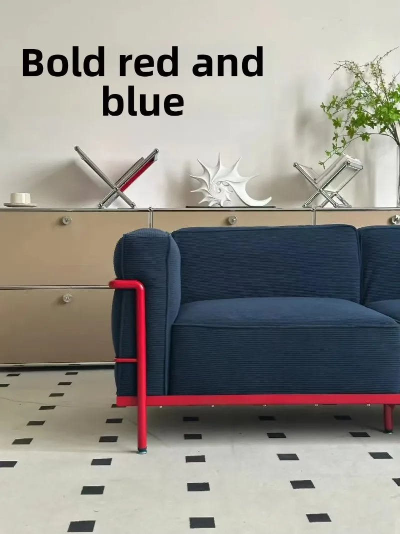 Double sofa, suitable for small living room units, removable and washable sets, high-density sponge filling, red and blue.