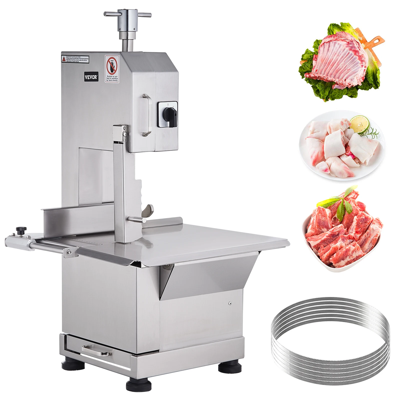 VEVOR Commercial Electric Meat Bandsaw,2200W Stainless Steel Countertop Bone Sawing Machine,0-7.1 Inch Cutting Thickness,for Rib