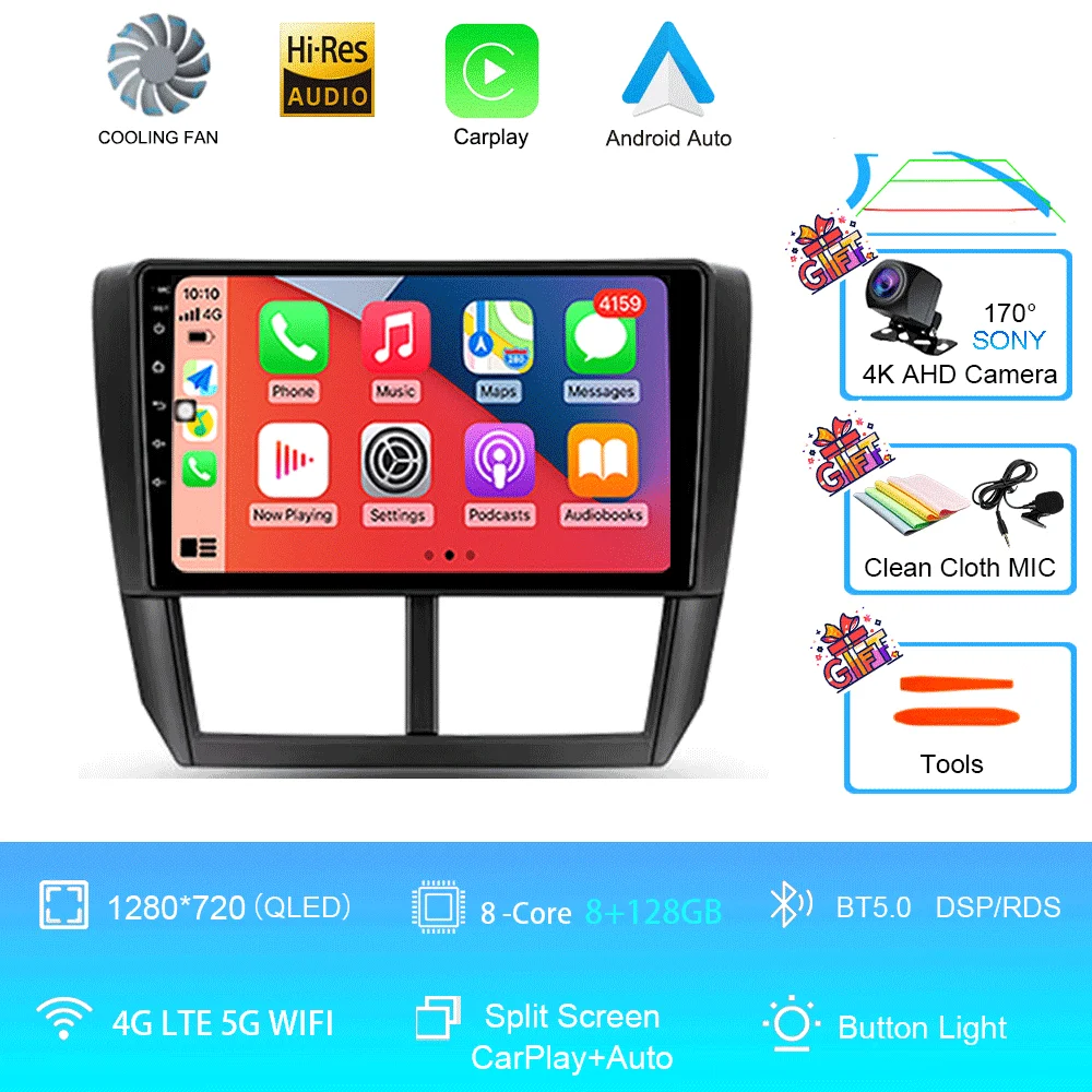 Auto radio Android 16 Carplay voor Subaru Forester 3 SH 2007-2013 voor Impreza GH GE 2 Din multimediaspeler 2 din head unit