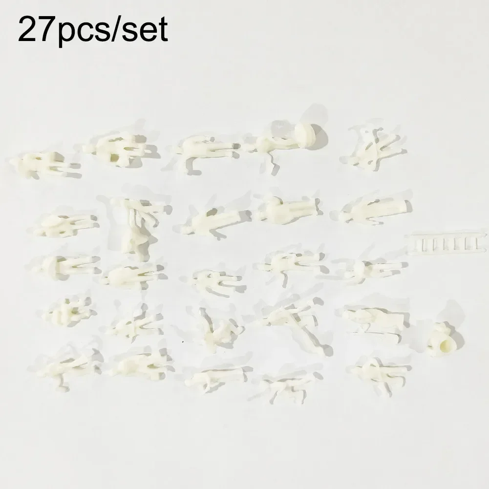 25pcs White Model People Figures With Ladder & Trash Can For Railway Train People Figures HO OO Gauge 20mm Workmen White Parts