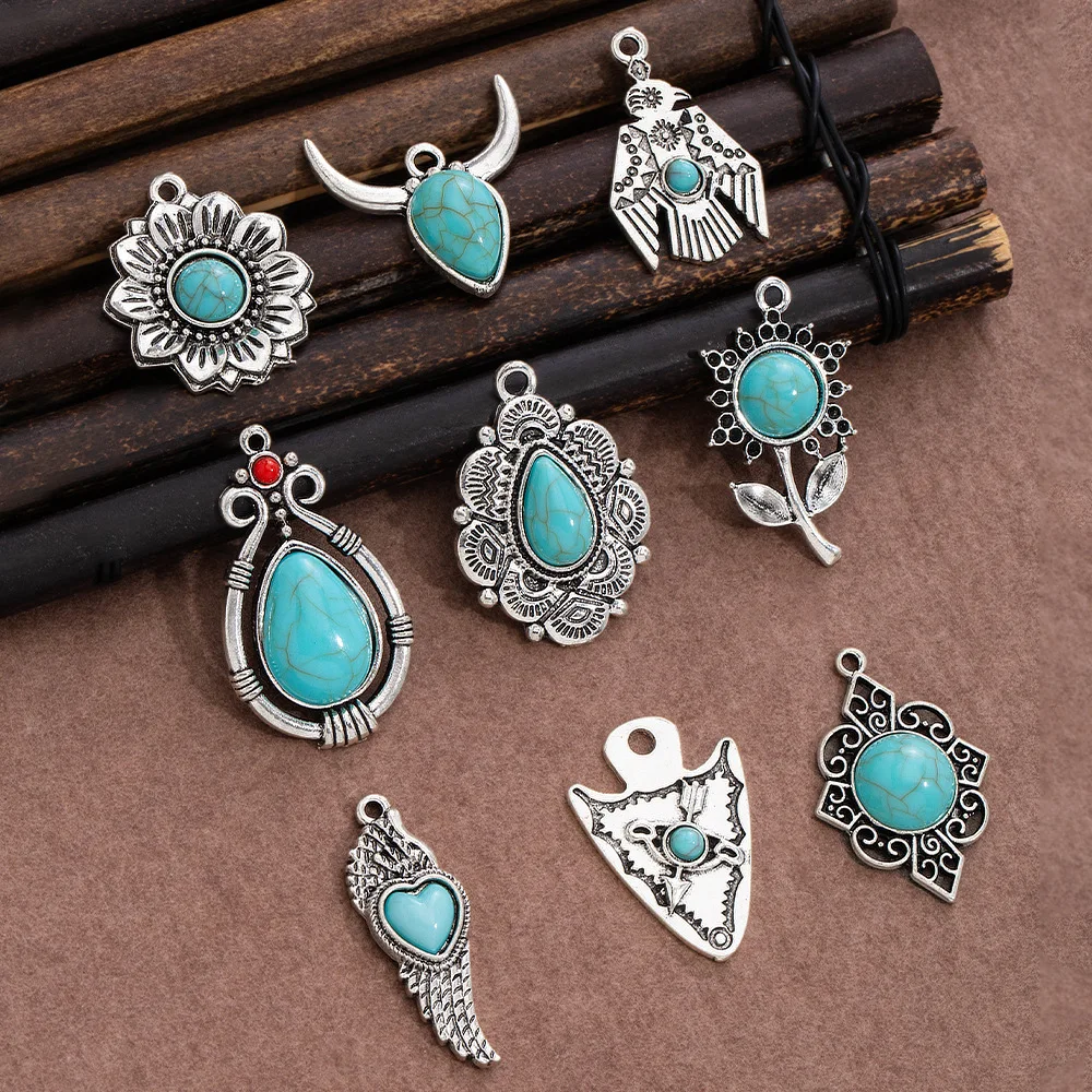 المعلقات الفيروزية الأكثر مبيعًا، وإكسسوارات الأقراط على الطراز العرقي البوهيمي، وإكسسوارات المجوهرات المصنوعة من سبائك الفيروز