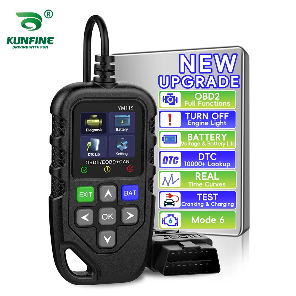 Car Engine Code Reader OBDII CAN Scan Tool, Vehicle Fault Code Eraser with Battery Test DTC Database I/M Readiness Check