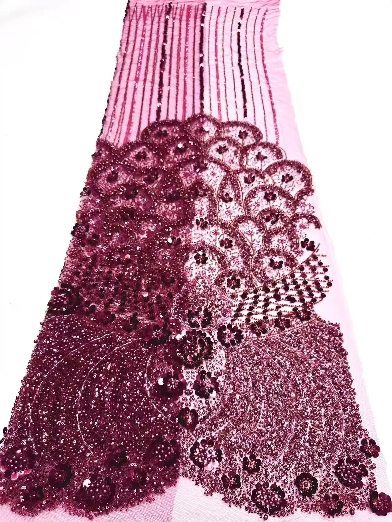 الأفريقي الأبيض مطرز الترتر أقمشة الدانتيل الخرز الأحمر تول أقمشة الدانتيل المطرزة أقمشة الدانتيل لفساتين الحفلات الخياطة AH1787