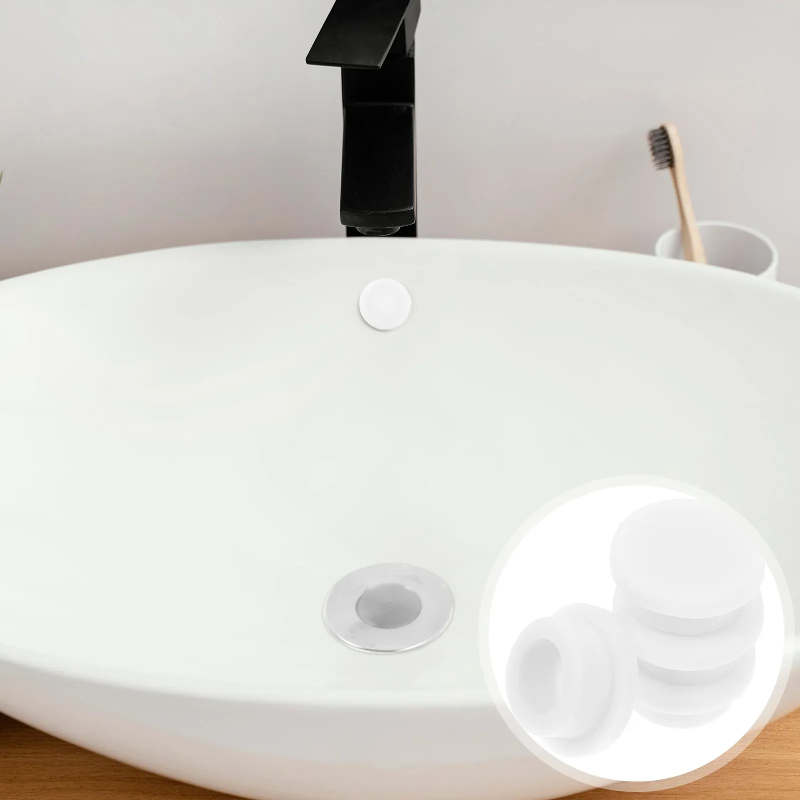 

4Pcs Rubber Sink Overflow Cover for Washbasin Bathroom Sink Overflow Ring Cap Conceals Drain Keeps Water Contained Elegant Trim
