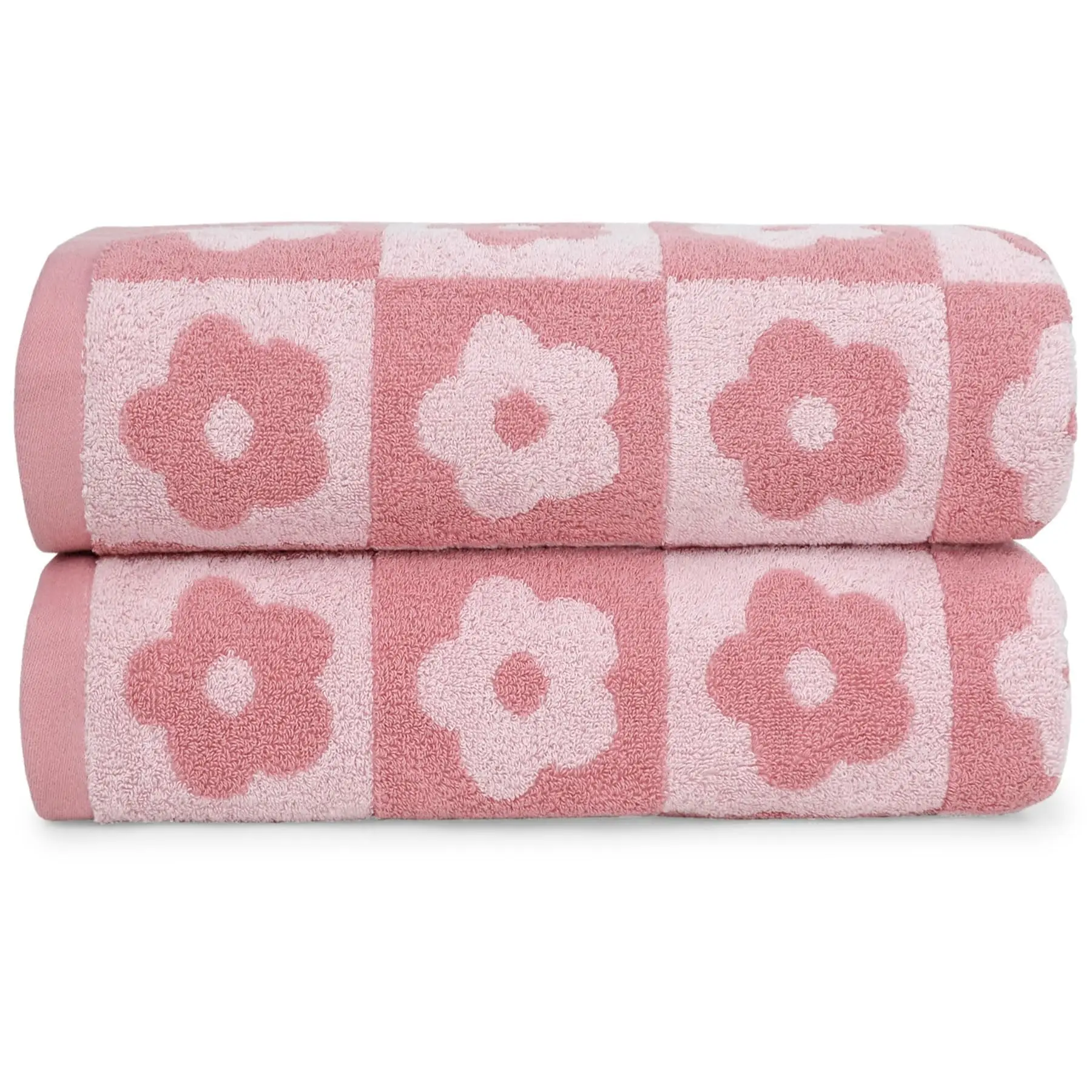 

Luxury Bath Towel Checkered Floral,Towel for Women Girls Shower Body 27.5x55 Inches, Cute Decor for Bathroom & Pool Days, Cotton