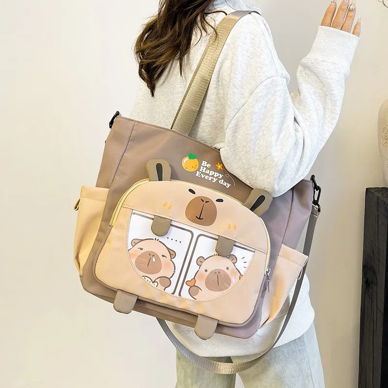 

Make-up bag, new contrasting cartoon cute tote bag, large capacity tide crossbody bag, portable student handbag, tote bag