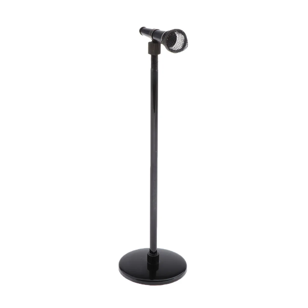 1/12 Mini Metal Adjustable Microphone With Stand Models Musical Instruments for Dolls House Music Room Kids Toys