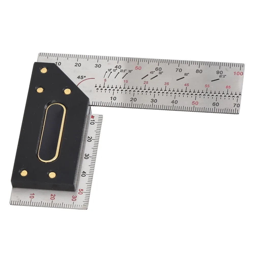 Stainless Steel Carpenter Square High Accuracy 100mm / 3.94in Woodworking Square Precision Layout Marking Holes Try Square