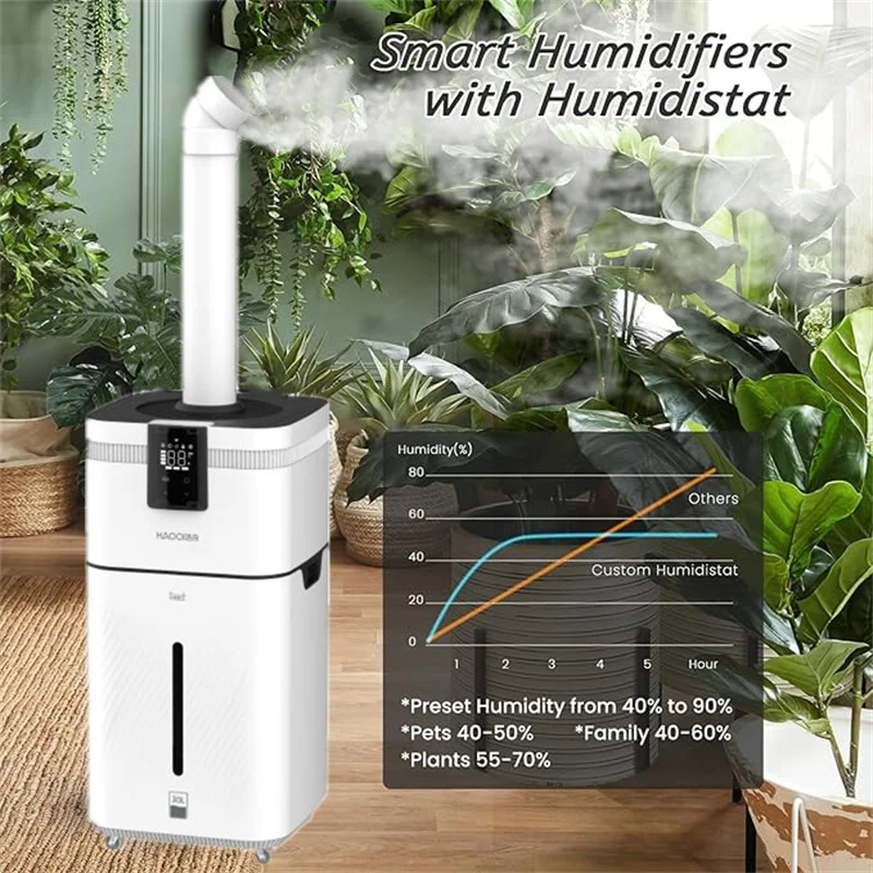 30L Humidifiers Commercial Humidifier High Capacity Humidifier Remote Control, Touch, Wifi Control Supermarkets And Vegetable