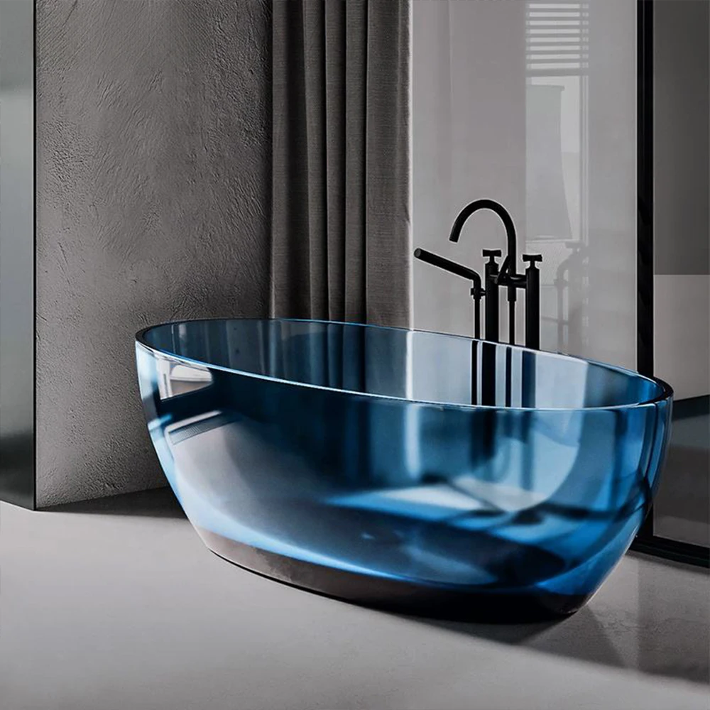 

ized Modern Freestanding Clear Artificial Transparent Bathtubs Various Colors for Apartment Hotel Villa