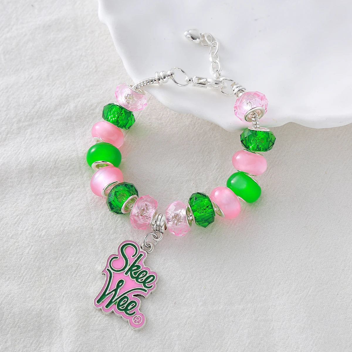 Fashion University Social Pink Green Women Sorority Skee Wee Bracelets Jewelry For Members Gifts