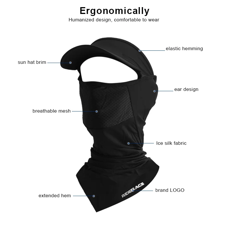 With Brim Cycling Headgear Ice Silk Sunscreen MTB Bike Hat Summer Cool Fishing Cap Breathable Full Face Mask Bicycle Equipment