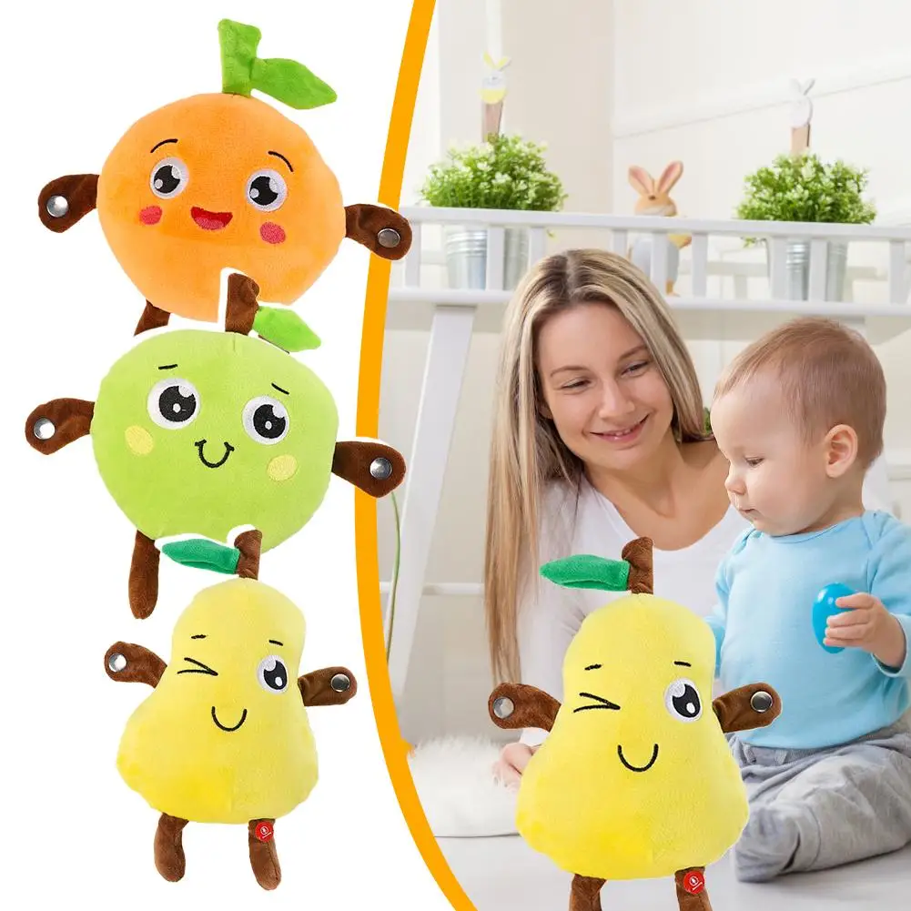 

Baby Musical Plush Toy Fruit Shape with Touch Sensor Pear Orange Apple Design Soft Educational for Infant Toddler Learning