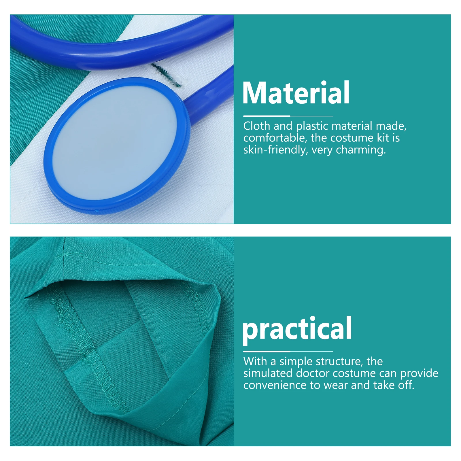 

1 Set Kids Doctor Costume Surgical Suit Uniform Stethoscope Prop Lightweight Breathable Party Festival Performance Cosplay Role