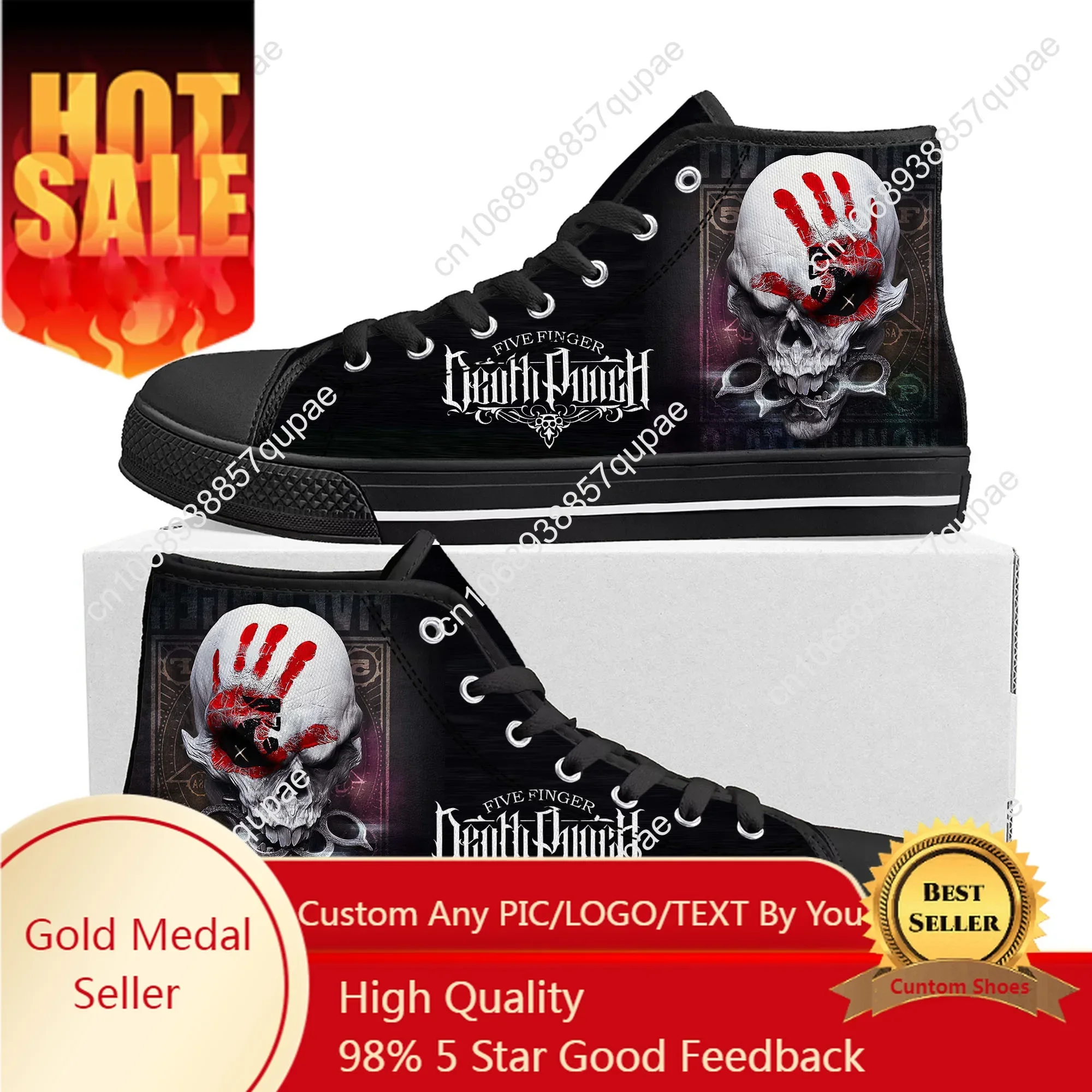 

Five Finger Death Punch Band High Top Sneakers Mens Womens Teenager High Quality Canvas Sneaker Casual Couple Shoes Custom Shoe