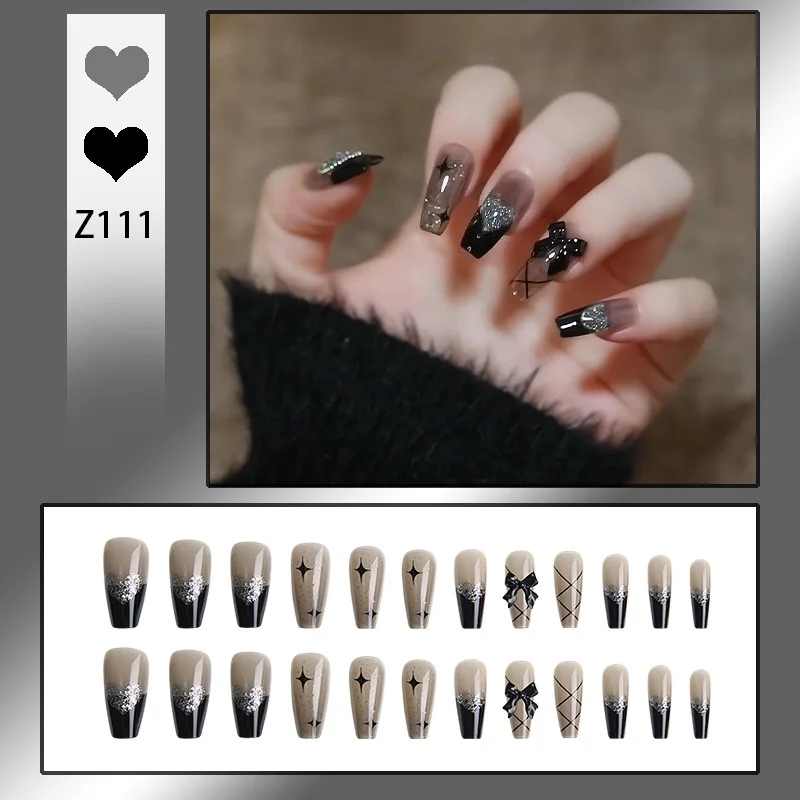 24PCS/1BOX Hot girls Wear Wholesale Bow Hot Girls Nail Art Fake Nails