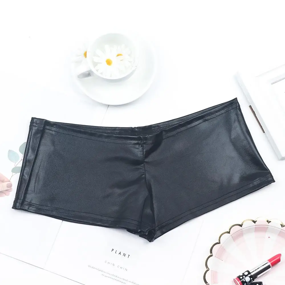 Comfortable Soft Briefs Dancing Fashion Lingerie Thongs Boxer Panties for Women Underwear PVC Leather Look