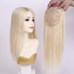 Toupet à Clip Blonde 15x16CM, perruque raie au milieu pour femmes, perte de cheveux, cheveux clairsemés