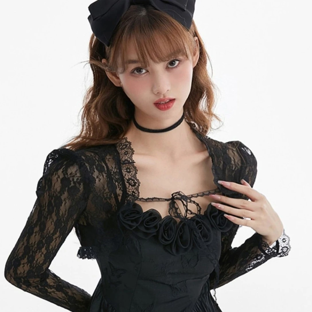 

Lace Sunscreen Summer Shawl Cardigan Coat Air Conditioning Short Blusas Femininas Black Shirt Chemise Femme Shirts & Blouses