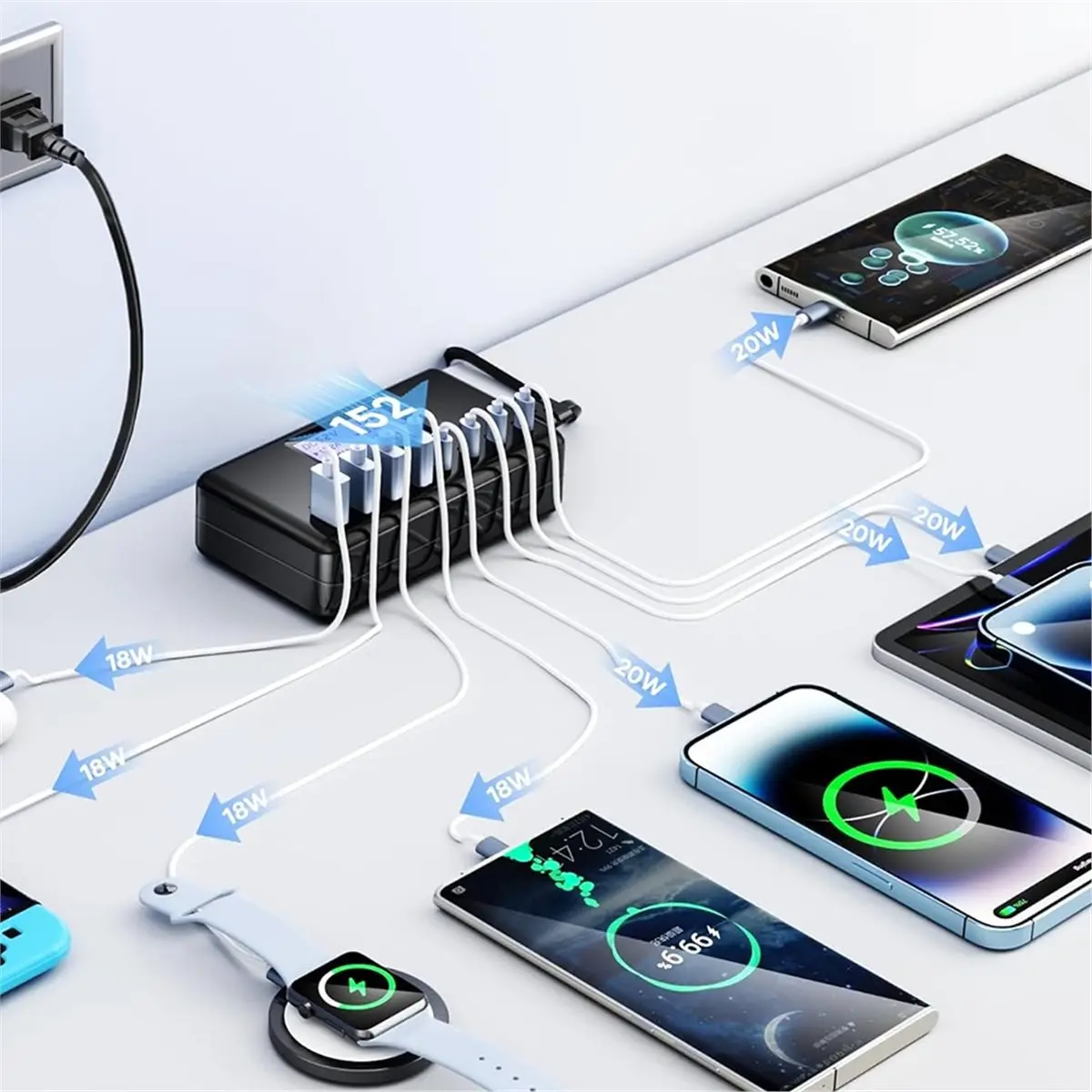 

USB C Charger,8-Port Charging Station for Multiple Devices,Multi Charger Station with 4 USB-C&4 USB-A, Fast Charger(US)