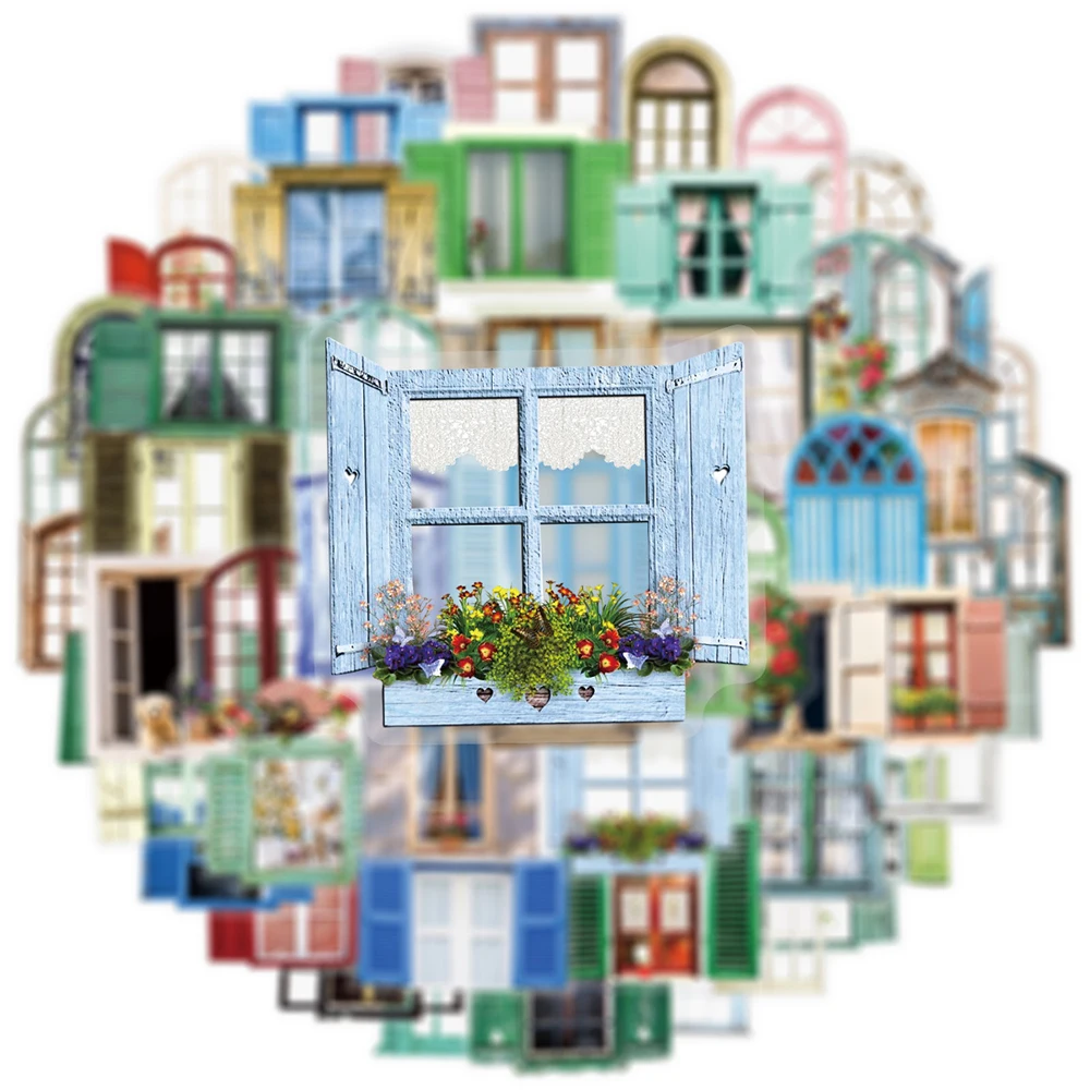 

10/30/50pcs Cute INS Style Windows Stickers Retro Decoration Decals DIY Skateboard Scrapbook Laptop Transparent Graffiti Sticker