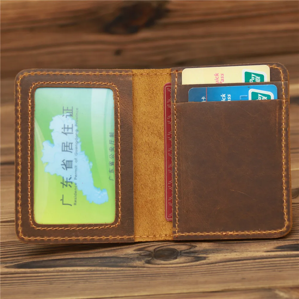 

New Arrival Vintage Men's Genuine Leather Credit Card Holder Small Wallet Money Bag ID Card Case Mini Purse For Male