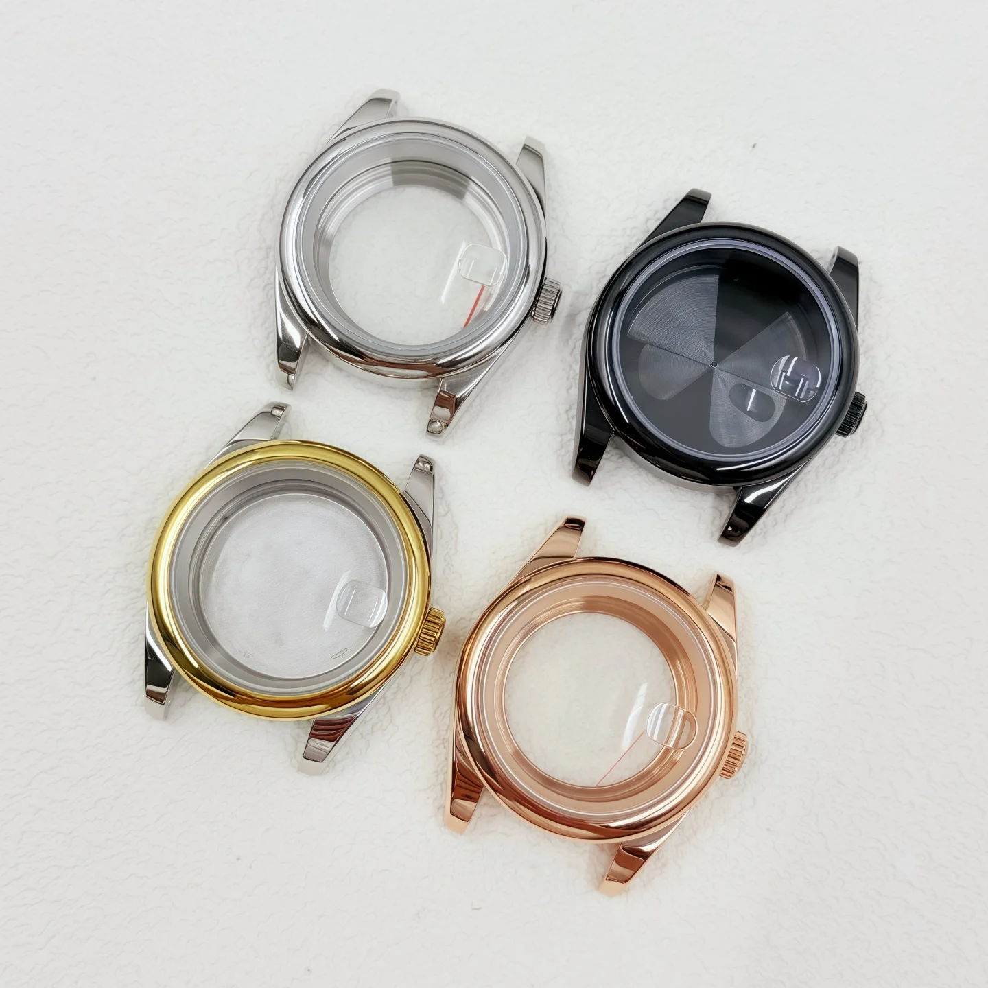 NH35 case 36MM 39MM Stainless Steel round Edge Case with Transparent Solid Back And Magnifying Glass for NH3Movement