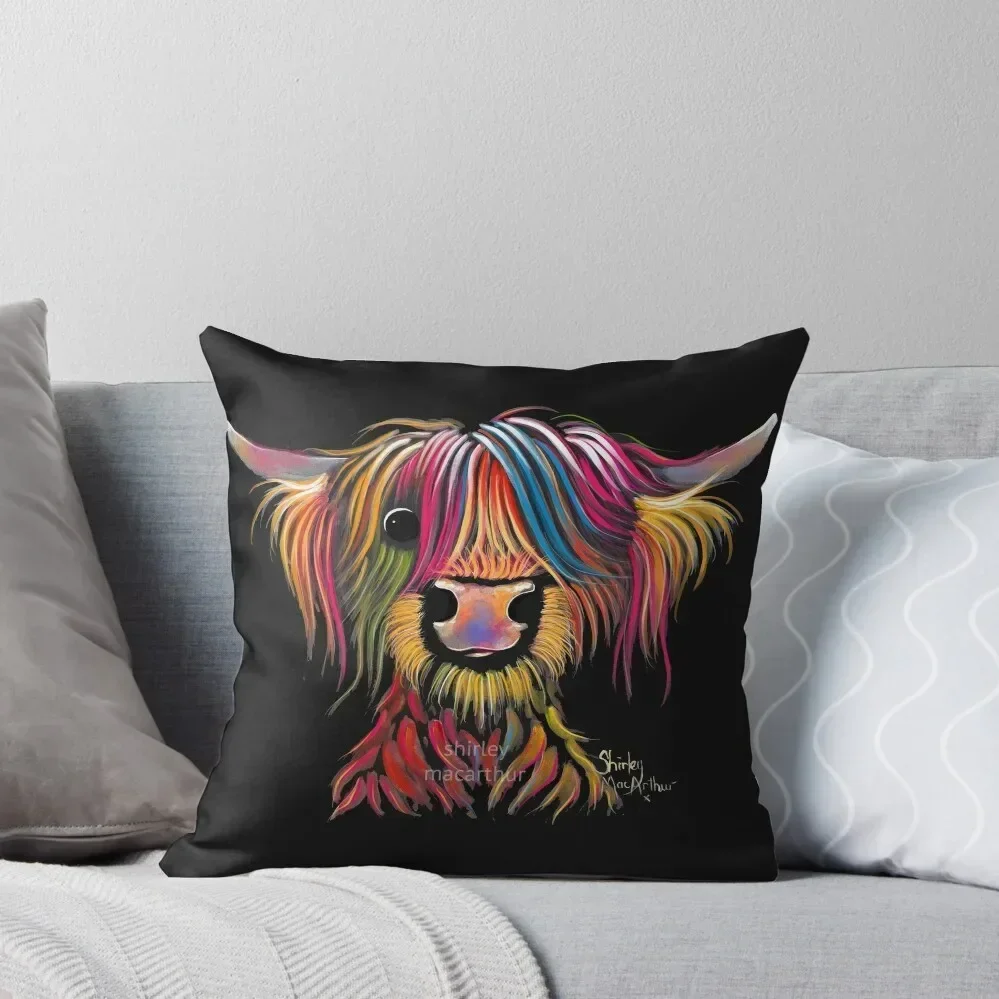 

Scottish Hairy Highland Cow ' OLIVER ' by Shirley MacArthur Throw Pillow Sofas Covers Pillows Aesthetic pillow