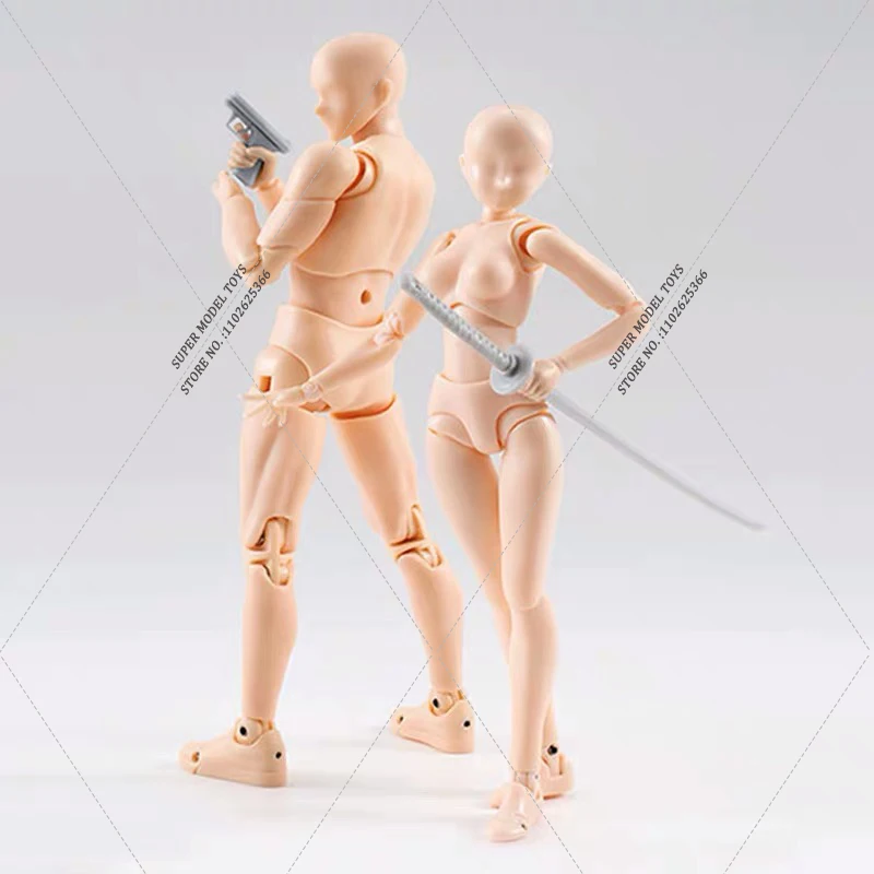 SHF 2.0 Figma 1/12 Scale Skin/Orange/Grey Color Multi-joint Movable Artist Art Painting Sketch Draw Human Muscle Action Figure