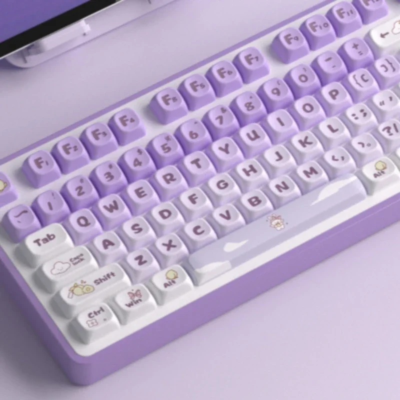 Purple Girls Keyboard Keycaps Cute Bunny Key Caps 140 Key Caps for Mechanical Keyboard Accessories for Office Home