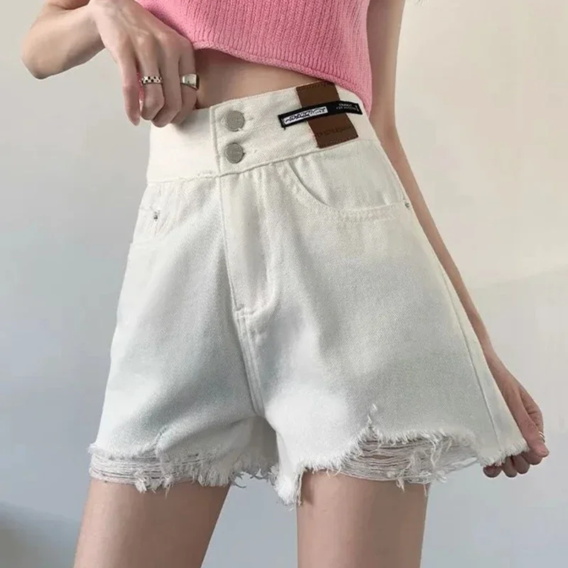 

Summer Girls High Waisted Slim Fit Short Jeans Female Korean Casual Jeans Pants Women Chic Fashion Ripped Denim Shorts