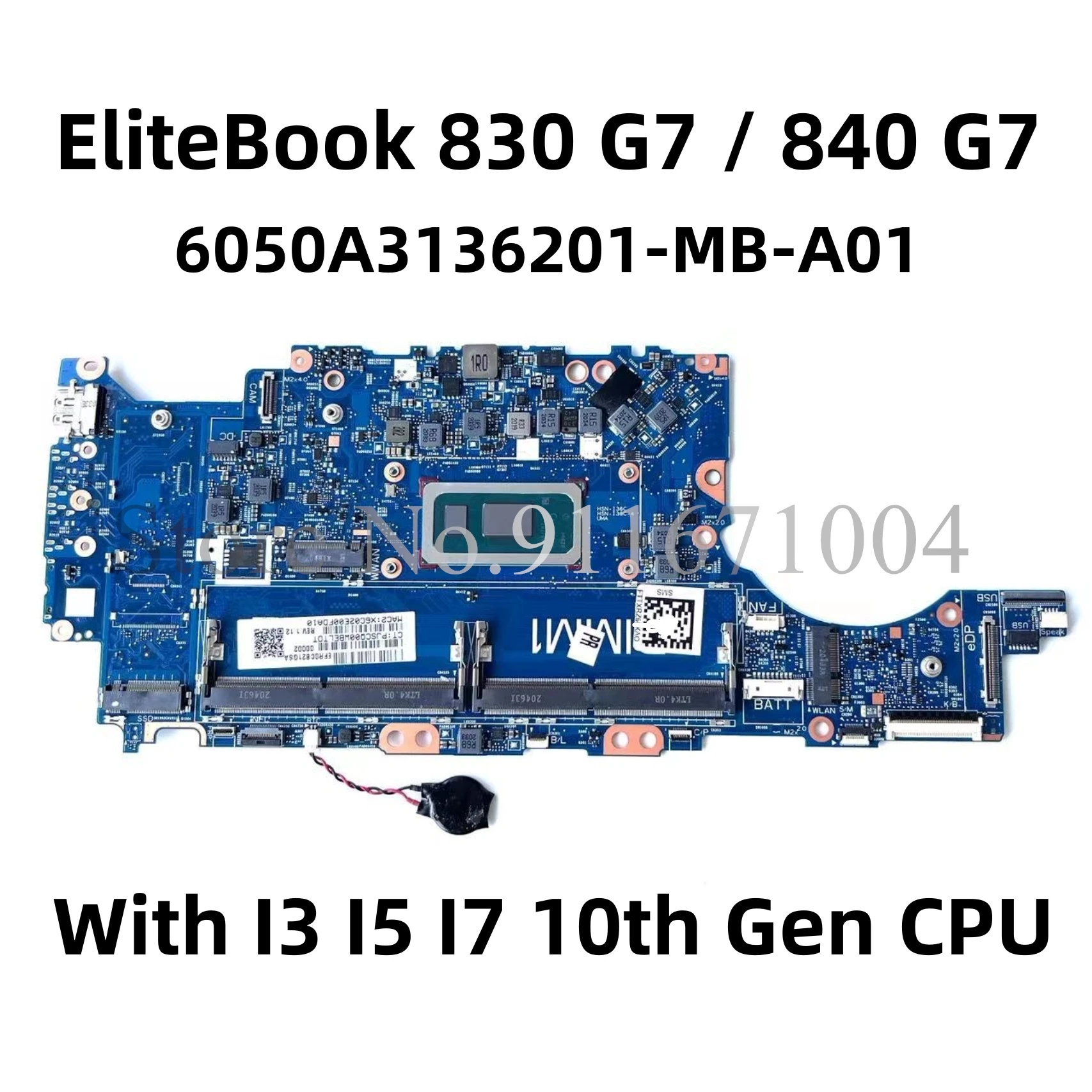 Placa base para portátil HP EliteBook 830 G7 840 G7, con i3 i5 i7 10th Gen CPU 6050A3136201-MB-A01 HSN-I36C M08559-601