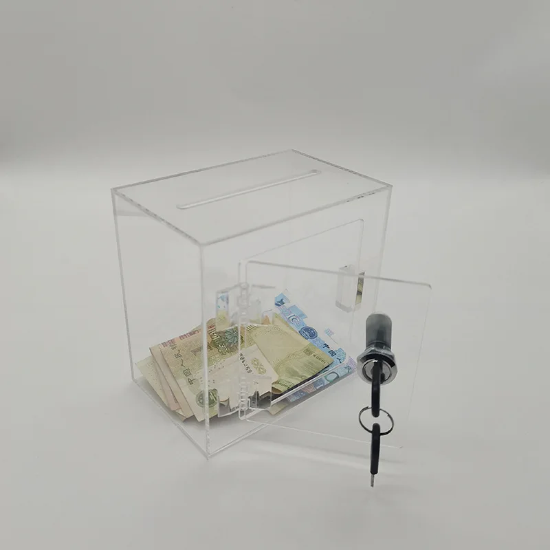 Transparent acrylic charity donation box Opinion voting acrylic box