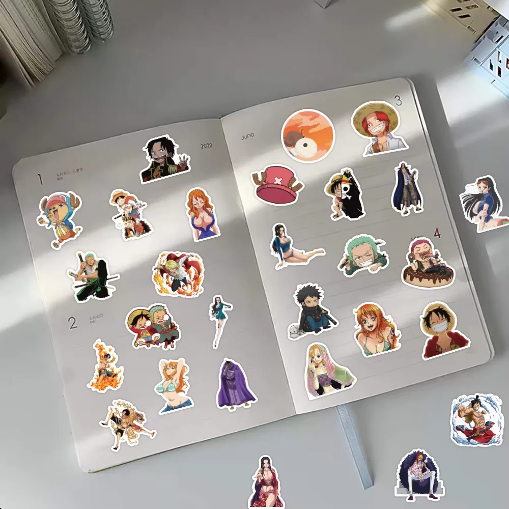 Mixed Anime Stickers One Piece Demon Slayer Waterproof PVC Decals For Water Bottle Luggage Laptop Phone Decor Sticker Pack Gift