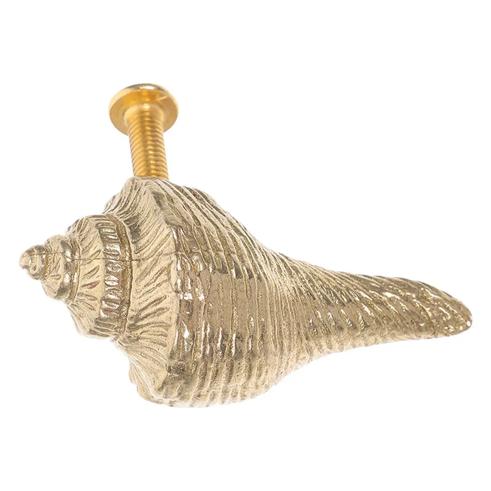 Brass Seashell Door Handle Unique Nautical Cabinet Pull for Bathroom Bedroom Furniture Drawer Vintage Style Brass Cabinet