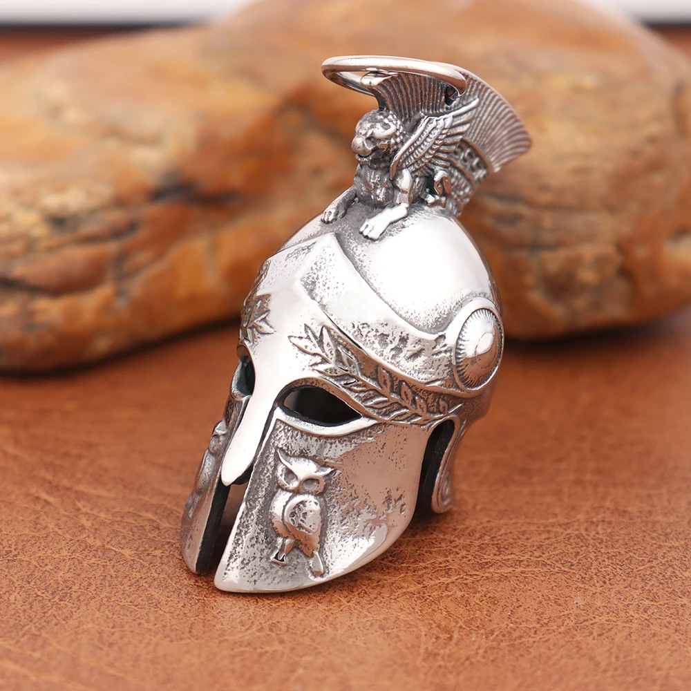 Charm Roman Warrior Spartan Motorcycle Good Luck Pendant Necklaces Vintage Greek Warrior Stainless Steel Guardian Bells Jewelry